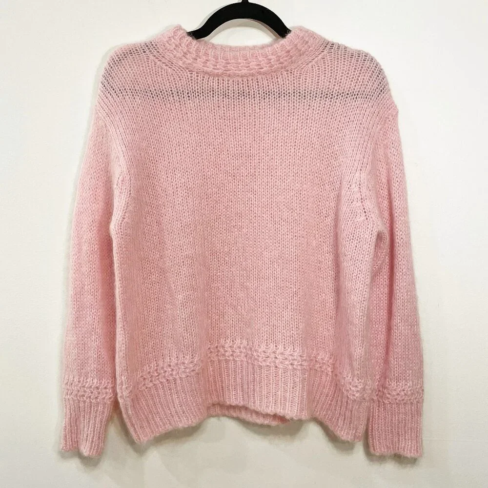 EUC Sezane Chuck Mohair Alpaca Crewneck Sweater Pink Small - Picture 2 of 6